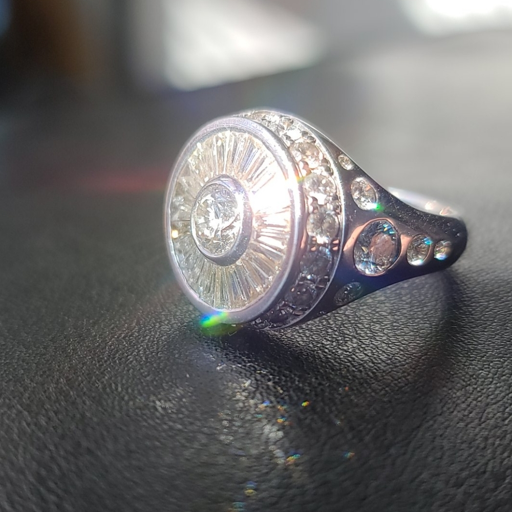 MENS BIG BLING HEAVY 18K DIAMOND RING